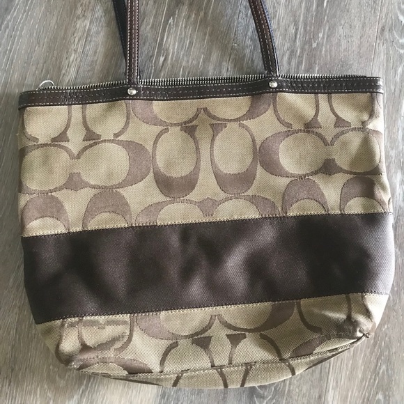 Coach Signature Striped Tote Handbag - Picture 7 of 7